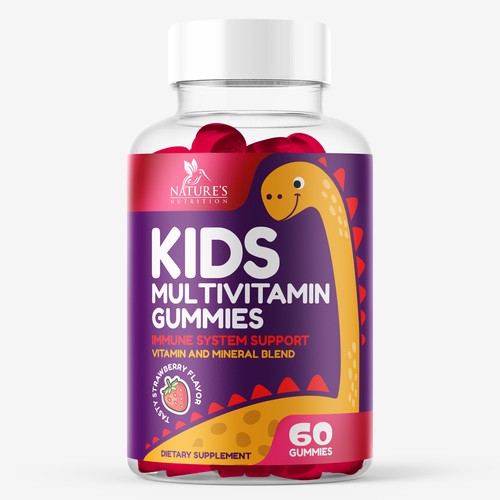 Tasty Kids Multivitamin Gummies Product Label for Nature's Nutrition Design by gs-designs