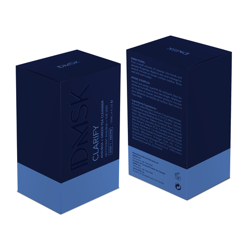 Luxury, high-end product box design for facial cleanser. Design by Leila Amorim