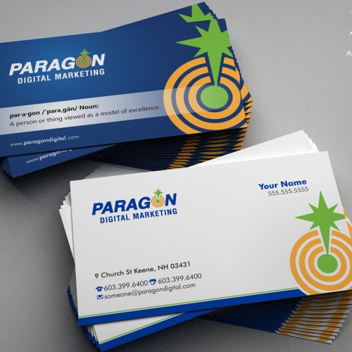 Cool new Biz Cards, Stationary and PowerPoint Template for Paragon Digital Marketing Design by DesignsTRIBE