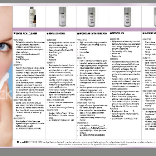 Skin care line seeks creative branding for brochure & fact sheet デザイン by Cyndia