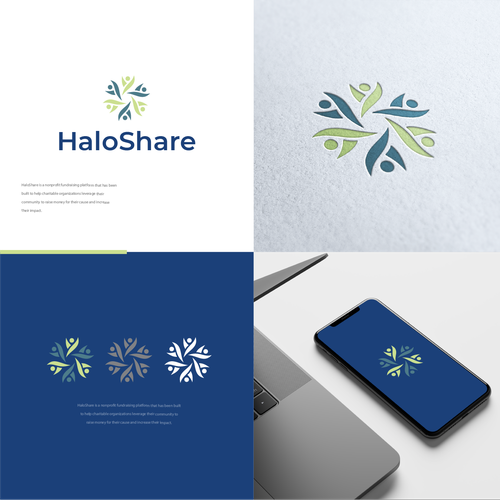 Modern yet emotional logo to help HaloShare serve the nonprofit community Design by casign