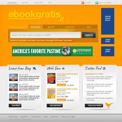 New design with improved usability for EbookGratis.It Réalisé par Yesu_N