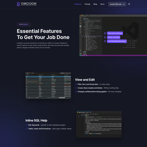 Features page design for existing web site Design by MercClass