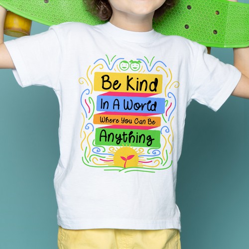 BE KIND Colorful Kids T-shirt Design Design réalisé par Thiago Apolinário