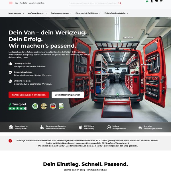 Vanprofis Automotive Homepage Design