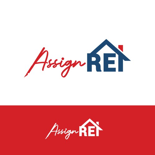 Real Estate Logo with cursive + forming shapes out of words Design by DSCMedia™