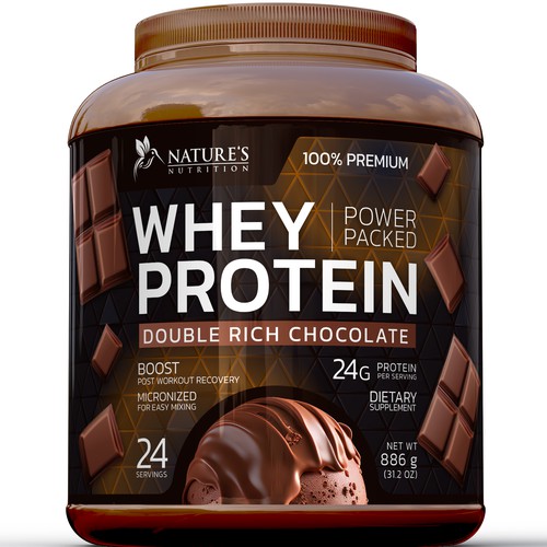 Diseño de Tasty Whey Protein Chocolate Design Needed for Nature's Nutrition de R O S H I N