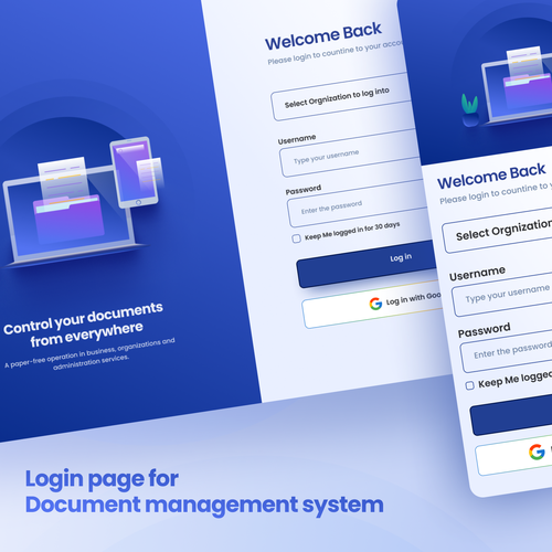 Design a login page for our document management system - EBA DMS Design by REAXUR™