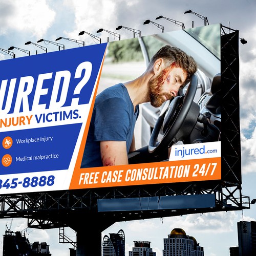 Injured.com Billboard Poster Design Design by icon89GraPhicDeSign