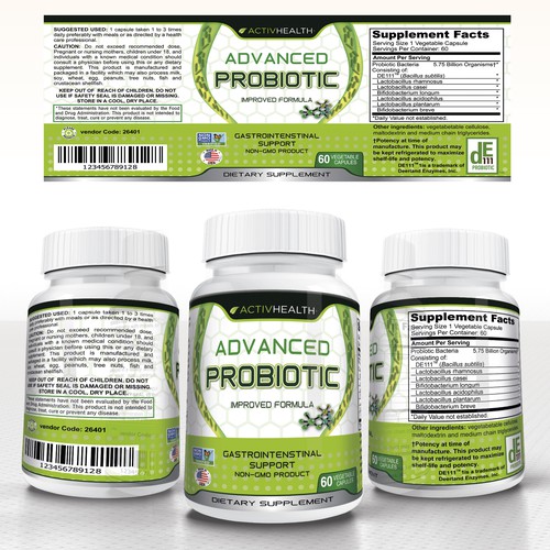 Create an attractive Probiotic Supplement Bottle Label | Product label ...