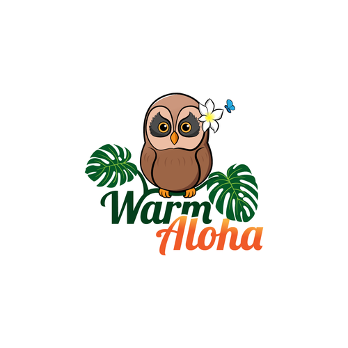 Logo with island feel with a kawaii owl anime mascot for Hawaii website Design por taradata