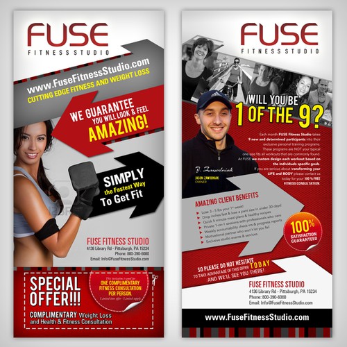 Sleek Postcard for FUSE Fitness Studio Diseño de IN ❤ Design
