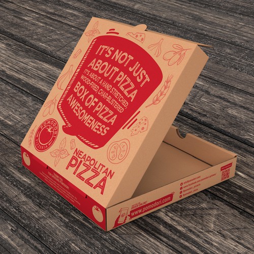 Fun, functional pizza box for Neapolitan pizzeria. Design by Kula Studio