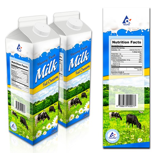 1 Litre UHT Milk Carton Packaging | contest di packaging di prodotto