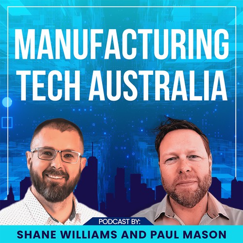 Artwork for podcast about technology in manufacturing Design by Goobleense