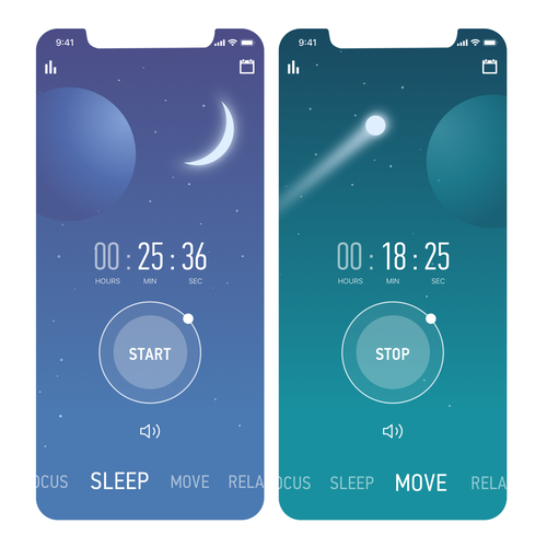 Interface Designs for Timer/Meditation app Design by Irina Arbuz