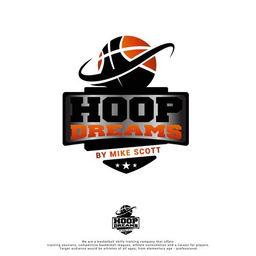 Create a sleek, athletic logo for Hoop Dreams by Mike Scott Design by Mark Takeuchi