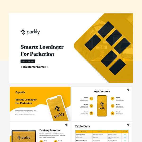 Design by SlideAtom™ titled "Technology presentation design for Parking Software Technology - parkly.no"