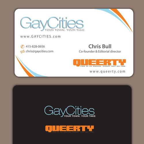 Create new business card design for GayCities, Inc., which runs Queerty.com and GayCities.com,  Réalisé par Zewal