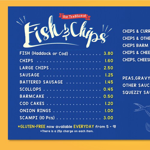 Fish and Chip Shop Menu Design Design by ata.arte