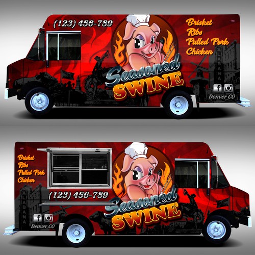 BBQ food truck initial design for Seasoned Swine Car, truck or van