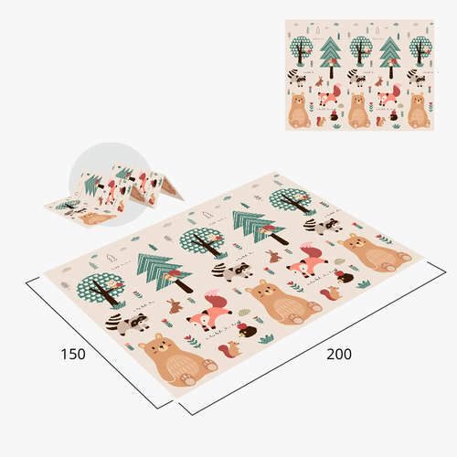 Illustration of kids playmat with animals Design by ies