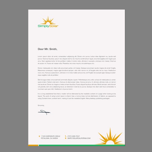 "Renewable Energy Company Letterhead" Design by chandrayaan.creative