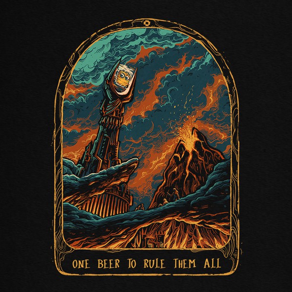 Design by -Z- titled "8bit brewing - one beer to rule them all shirt art"