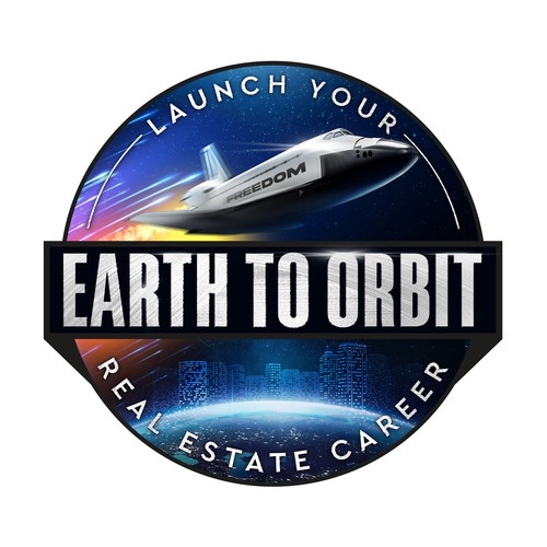 Realistic Logo for "Earth to Orbit" Sales Course. Achieve financial freedom through real estate. Design by GIRA.