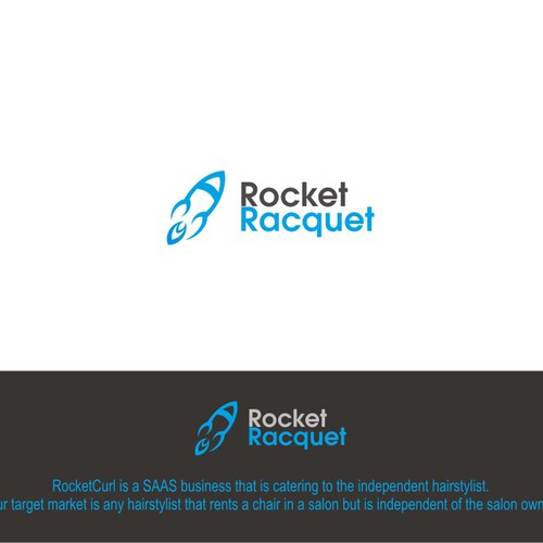 Create a capturing vintage Rocket logo for RocketCurl. Design by LAWETMAS