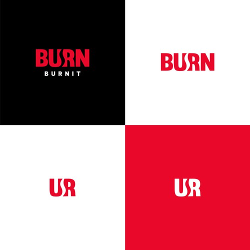 “Design a fierce, industrial-chic brand identity for a HIIT gym called BURN” Design by Bouyghajden