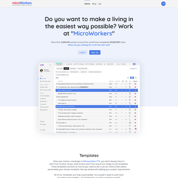 Micro-Workers landing page