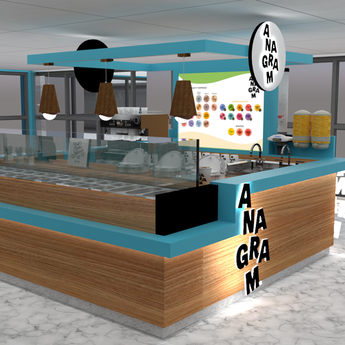 Design a 3D render for food serving kiosk Design by Ann Davis