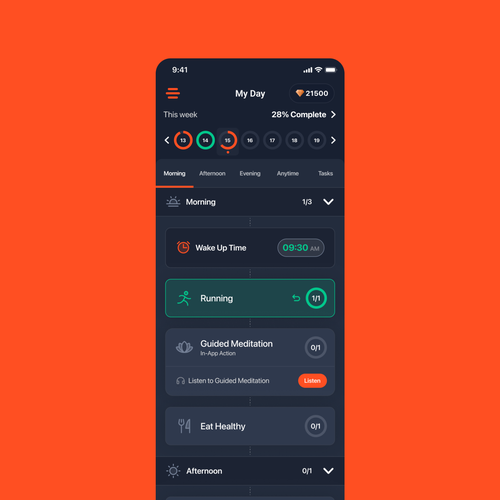 Main Screen for the #1 Self Improvement App int he World Design by Zach_E