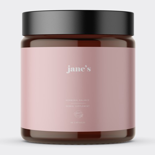 Minimal supplement label design Design by Lady Goga
