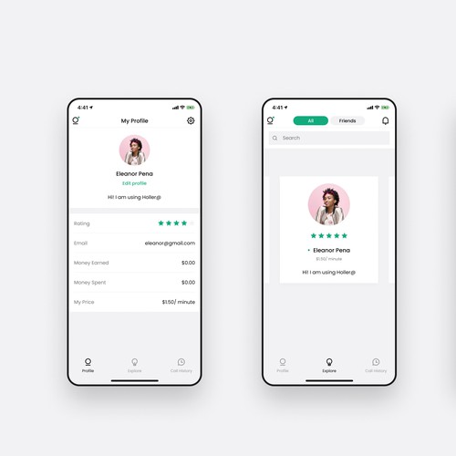 A fresh/modern/progressive styled video-calling app Design by LX2