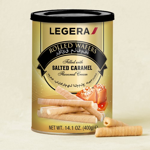 LEGERA Wafer Rolls Pack 125 gm - Salted Caramel Design by Davi Giolo ★