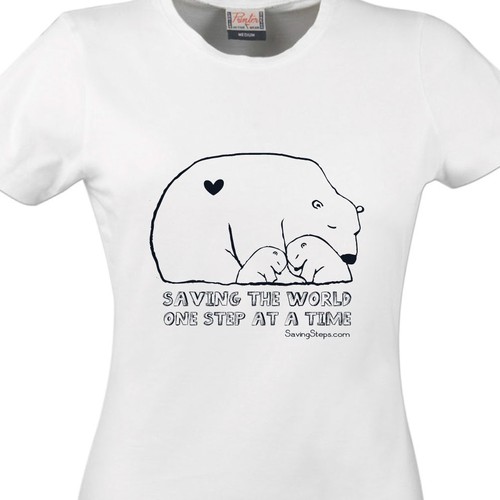 Cute Polar Bears Outline Art T-Shirt Design Design by pennylane23