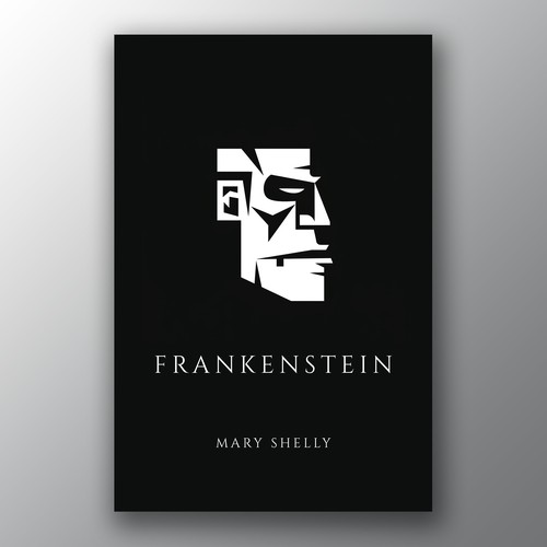 Design a book cover for an unique edition of Frankenstein, fully printed on black paper Design by Brandkore™
