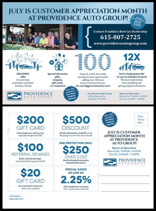 Postcard promotion exclusively for a refreshingly different car