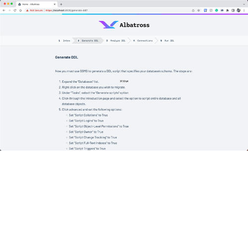 Create a logo for Albatross, a database migration tool. Design réalisé par Nlndpldjr