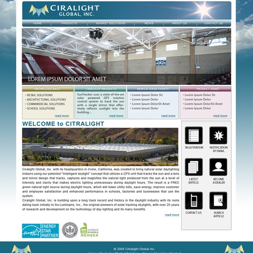Website for Green Energy Smart Skylight Product Ontwerp door bounty hunter