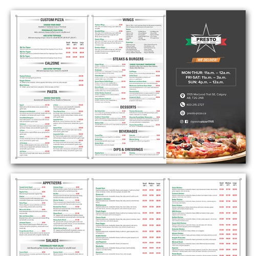 Full Latin Menu  The Pizza Place