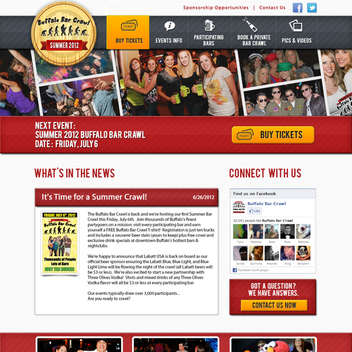 $1,420: New Website for "Bar Crawl" Nightlife Event Company! Design by derpina