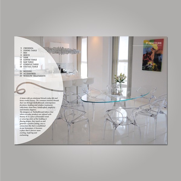 Design realizzato da paulabecattini intitolato "Catalogue "the Red threads" - Interior"