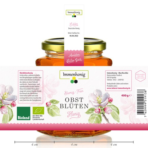 Obstbluten Honig Produkt Etiketten Fur Immenhonig Product Label Contest 99designs