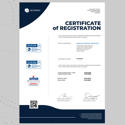 ISO Certificate Design Design by enan+grphx