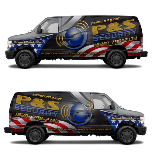 Americana, Service van that installs alarm systems, camera systems & install fiber optic cables Diseño de adelea