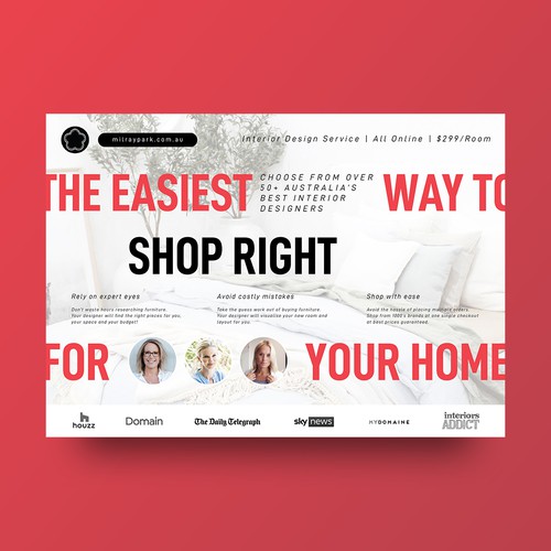 Design a mailbox flyer for an online interior design company Postcard