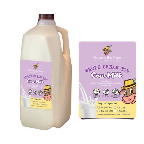 Design a cream top milk label for our kid-friendly brand! Design by Shisiouk